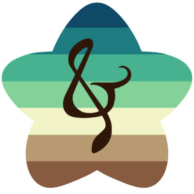 a BIPOC plural pride star with the Treblesand symbol inside