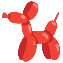 a red ballon dog emoji