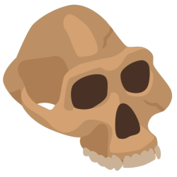 an emoji of a homo neanderthalensis skull